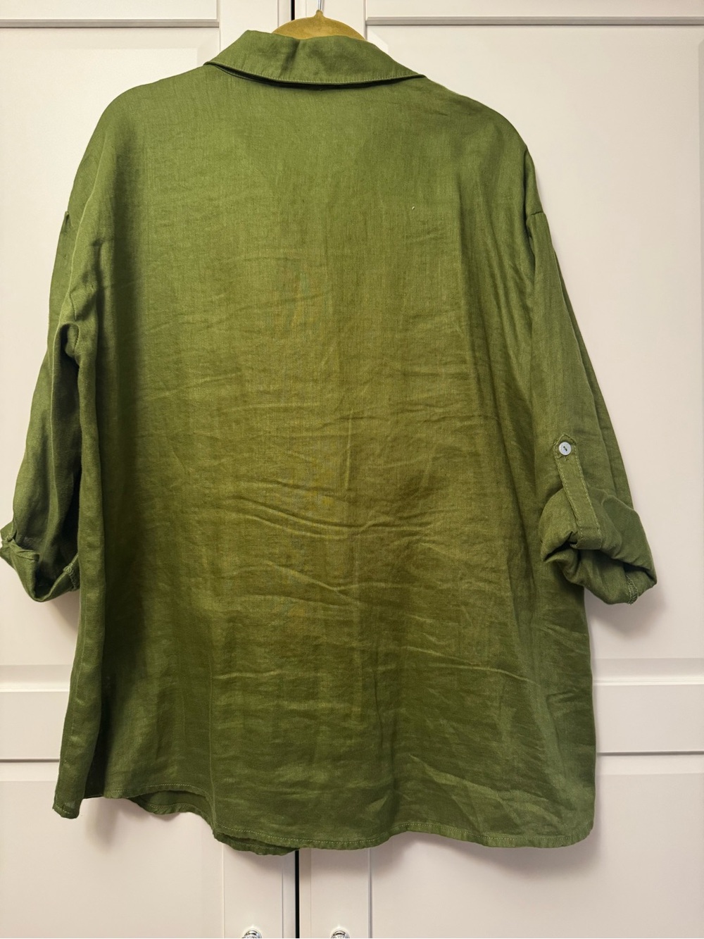 Magaschoni Olive Green Linen Button-Down Shirt - Picture 3 of 6